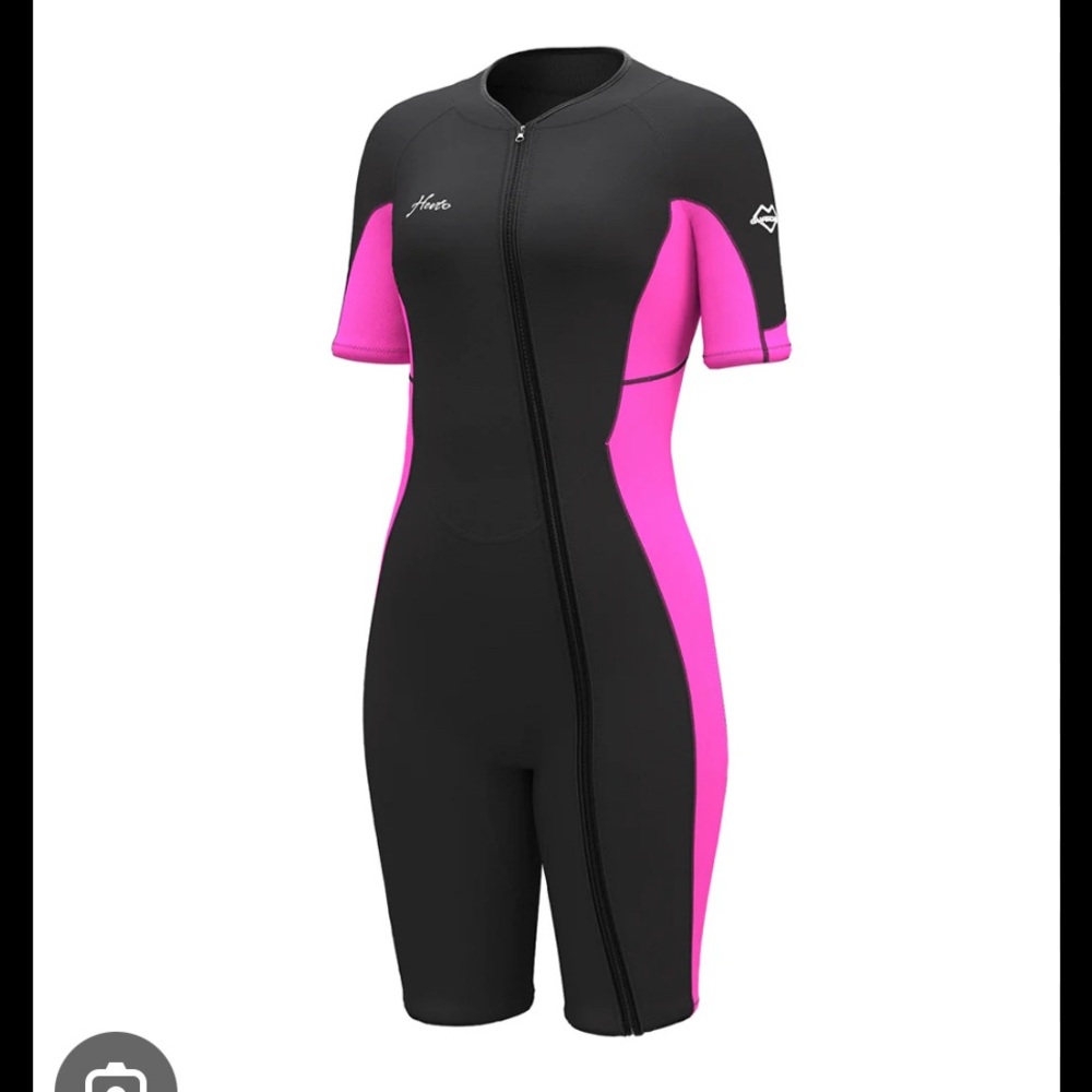 Hevto Women's Swim Rashguard - Black and Pink